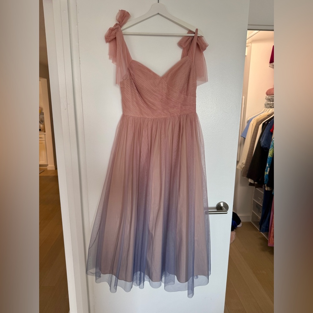 Elegant Pink and Purple Ombré Midi Dress